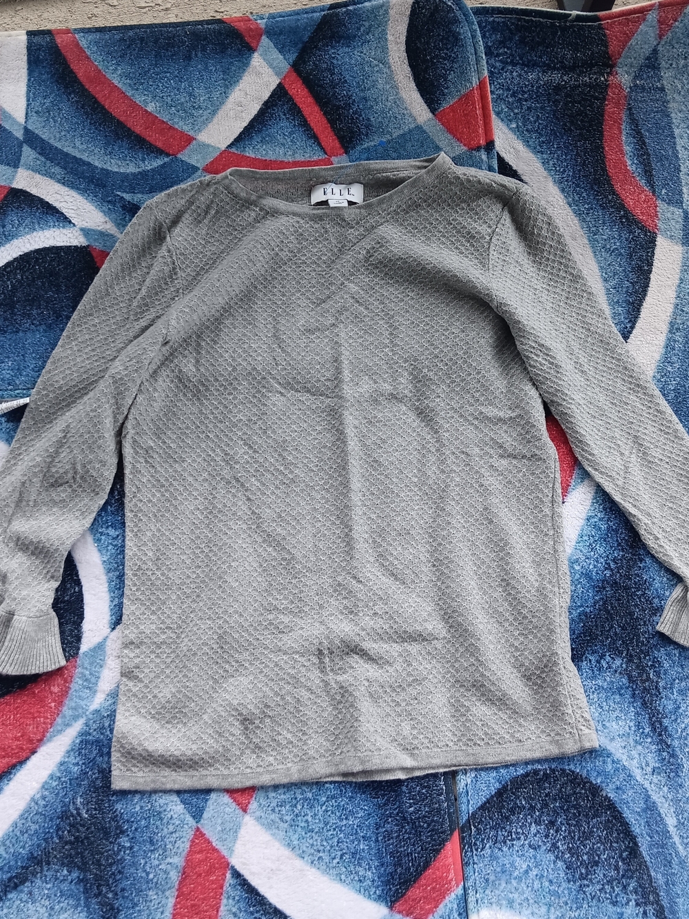 Elle Men's Gray Textured Crewneck Sweater